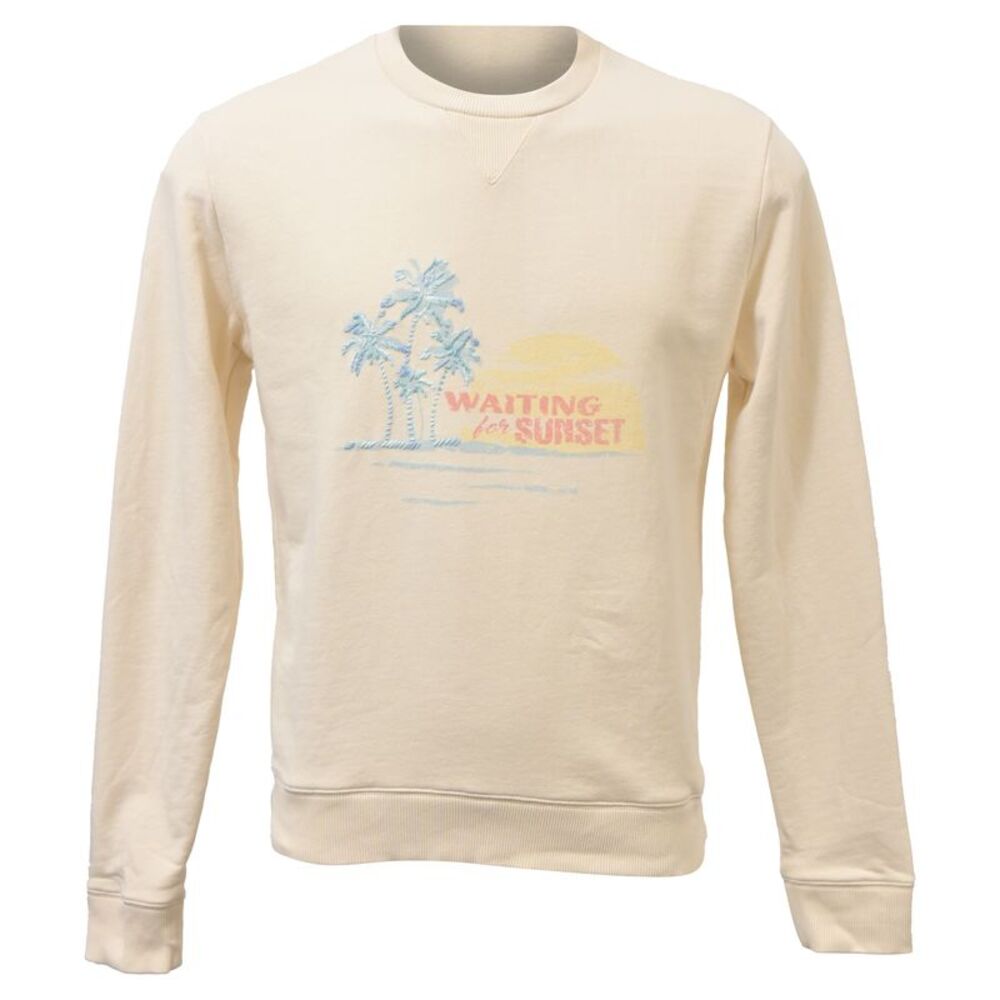 Saint Laurent Graphic Print Sweatshirt in Pastel Yellow Cotton